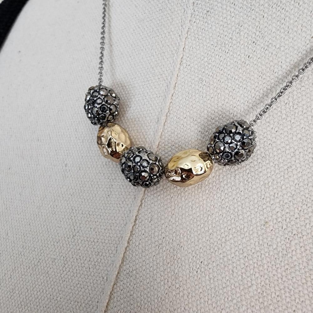 Silver/Gold Beaded Necklace - Picture 5 of 8